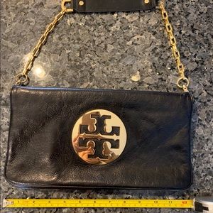 Black & Gold Tory Burch Small Shoulder Bag